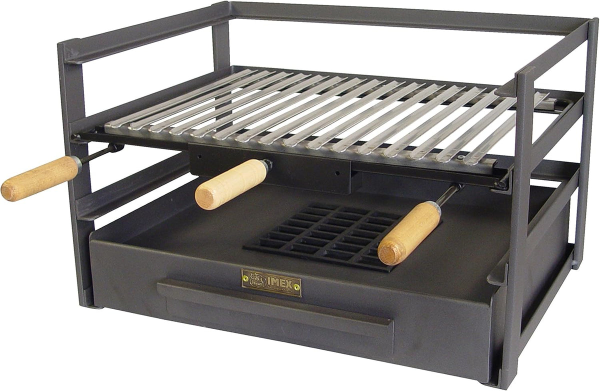 Imex El Zorro - Barbecue tiroir au charbon avec grille inoxydable - Métal noir 72 x 41 x 35 cm - Design compact résistant à la rouille pour extérieur
