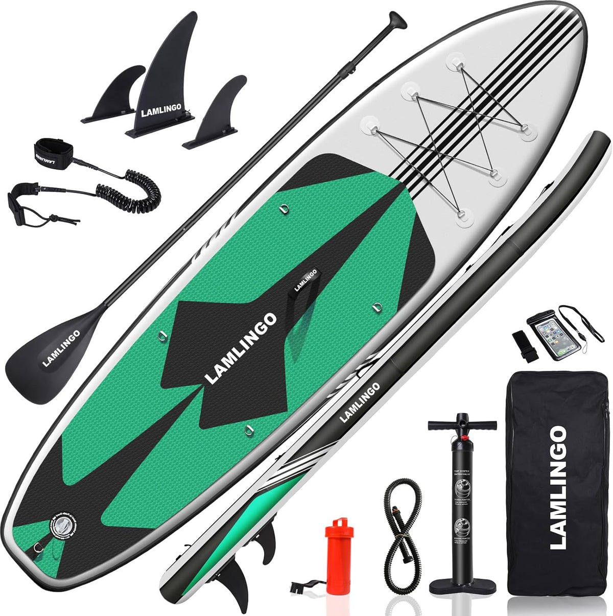 Rolimate Max 200 KG Planche Stand Up Paddle Gonflable adulte - SUP PVC renforcé avec pagaie pompe double action sac à dos et kit réparation