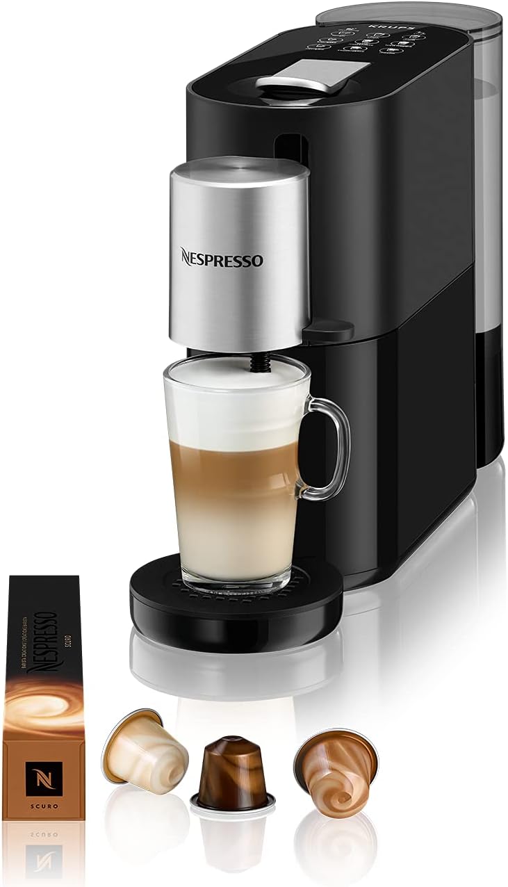 Krups Nespresso Atelier XN8908 Machine espresso capsules - Système mousseur à lait et minuterie - Réservoir d'eau 1 L noir argent