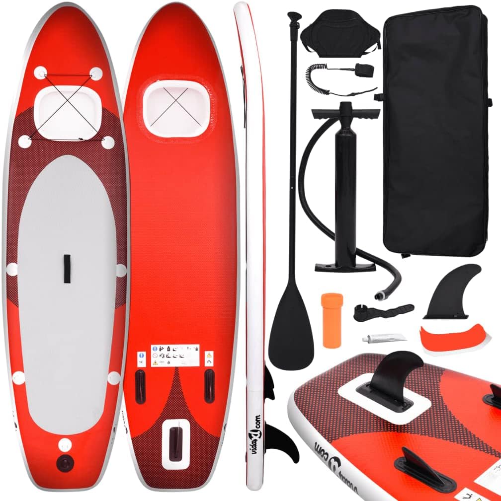 Paddle gonflable adulte - Stand Up Paddle rouge 330 x 76 x 10 cm - Poids 2 kg pour paddleboard et surf - Planche compacte pour loisirs nautiques