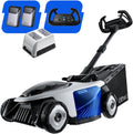 Litheli EasySurge - Tondeuse sans fil autotractée largeur 43 cm - Noire pour pelouse jusqu'à 500 m2 - 2 batteries 20 V 4 Ah bac 50 L hauteur 25 à 75 mm