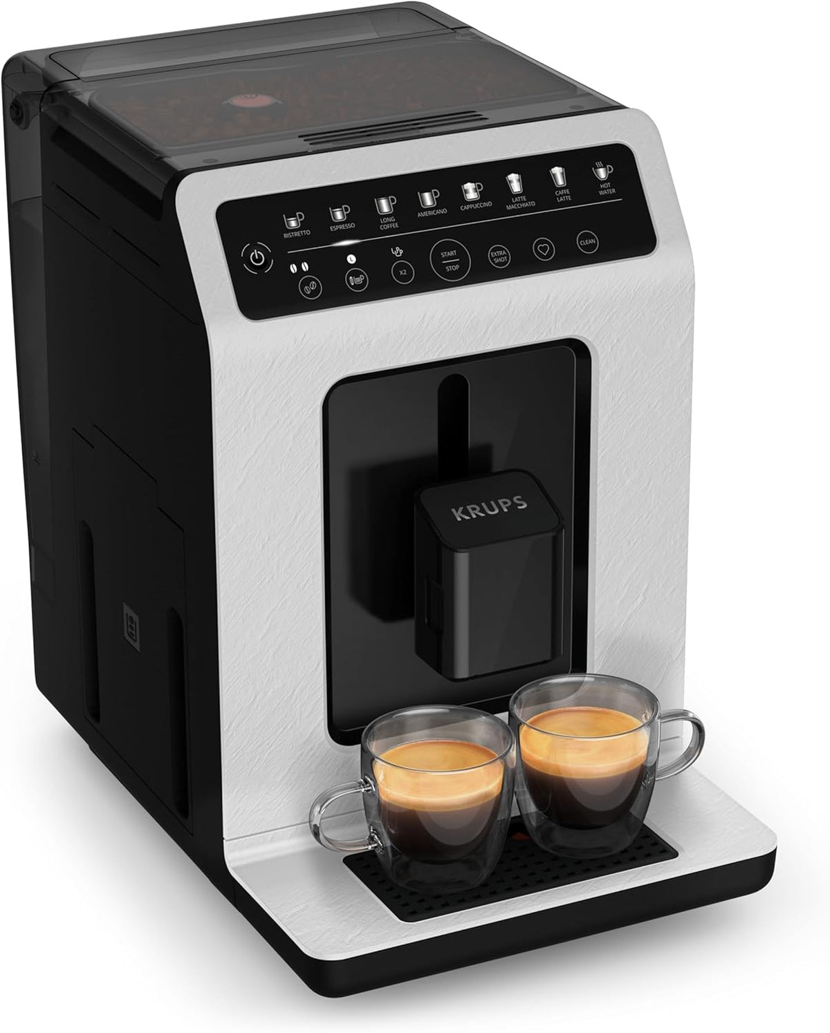 Krups Evidence Eco Design EA897A - Machine expresso automatique 8 boissons - Réservoir 2,3 L système Quattro Force - One Touch pour cappuccino latte et boissons chaudes