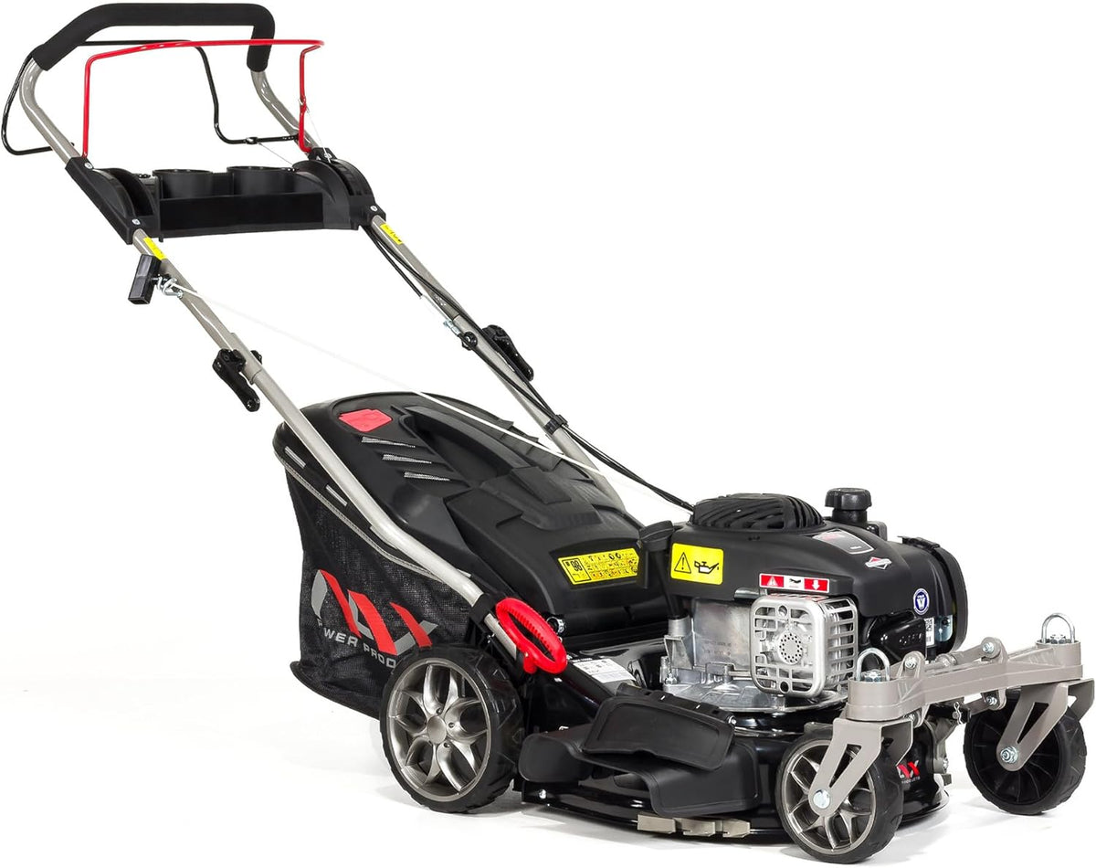 NAX POWER PRODUCTS 1000S - Tondeuse thermique Briggs et Stratton 450E 125 cm3 - Noir largeur 42 cm bac 45 L - Entraînement et système de lavage du carter