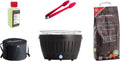LotusGrill Kit de démarrage - Barbecue à charbon de bois anthracite 34 x 34 x 23,4 cm - Charbon de hêtre et pâte combustible - Sac de transport pince et plateau amovible