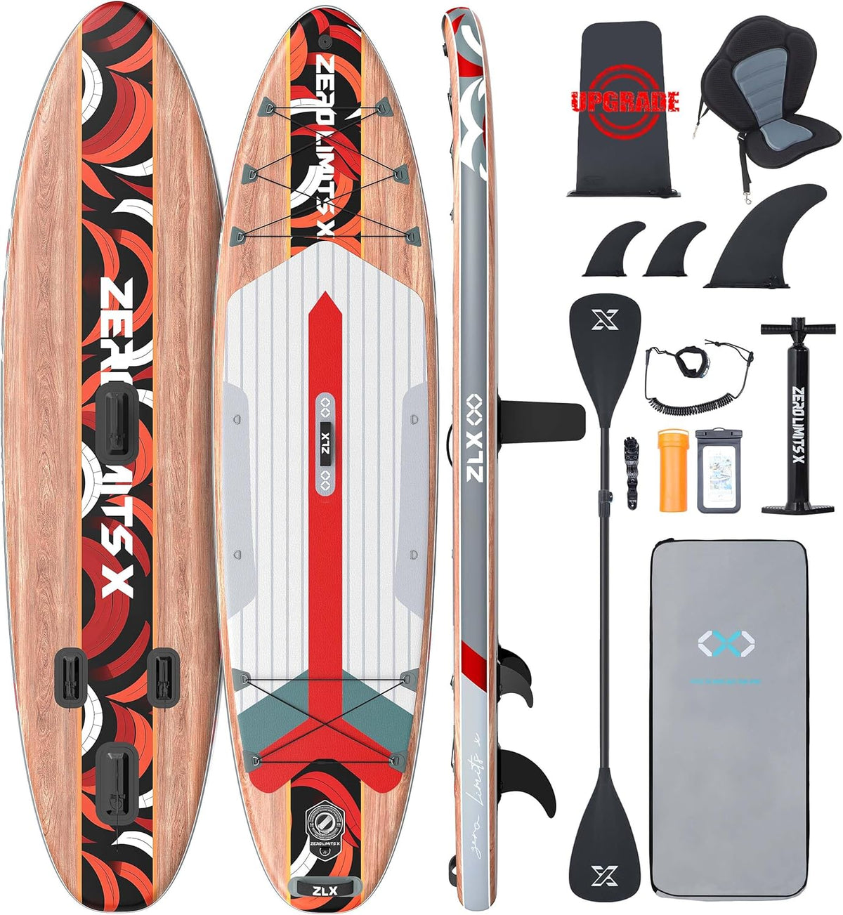 ZLX 320 cm Planche Paddle Gonflable SUP Premium - Stand Up Paddle PVC avec pont antidérapant - Pagaie réglable laisse et sac pour adultes et enfants