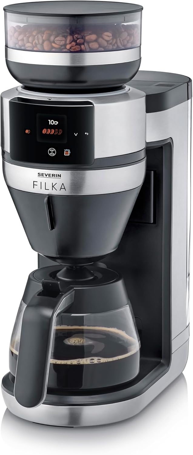 SEVERIN FILKA KA 9694 Cafetière filtre automatique avec broyeur - Verseuse en verre et réservoir amovible 2 litres - Intensité réglable
