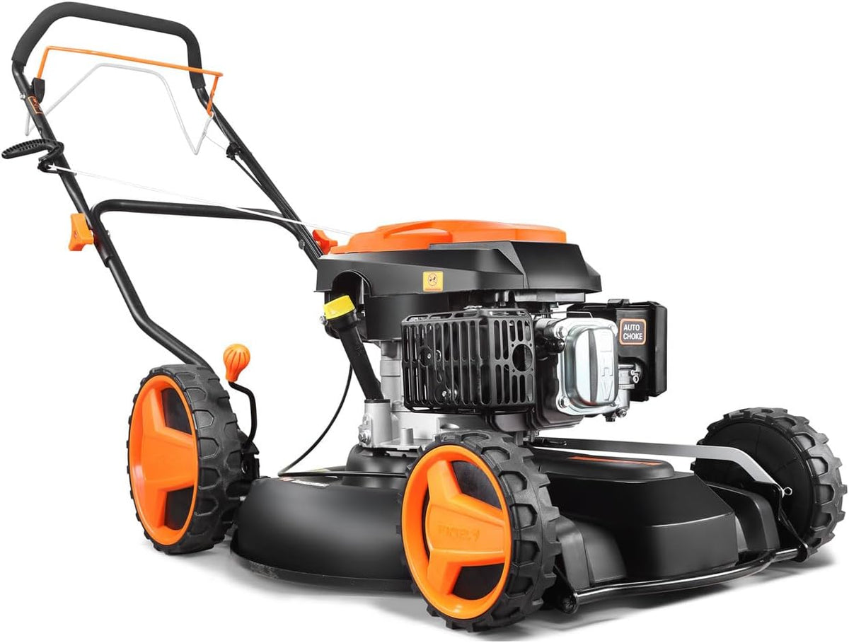 FUXTEC FX RM51SA96 - Tondeuse thermique mulching autotractée 196 cm3 - Noir largeur de coupe 51 cm poids 34 kg - Coupe rotative et paillage pour entretien de pelouse