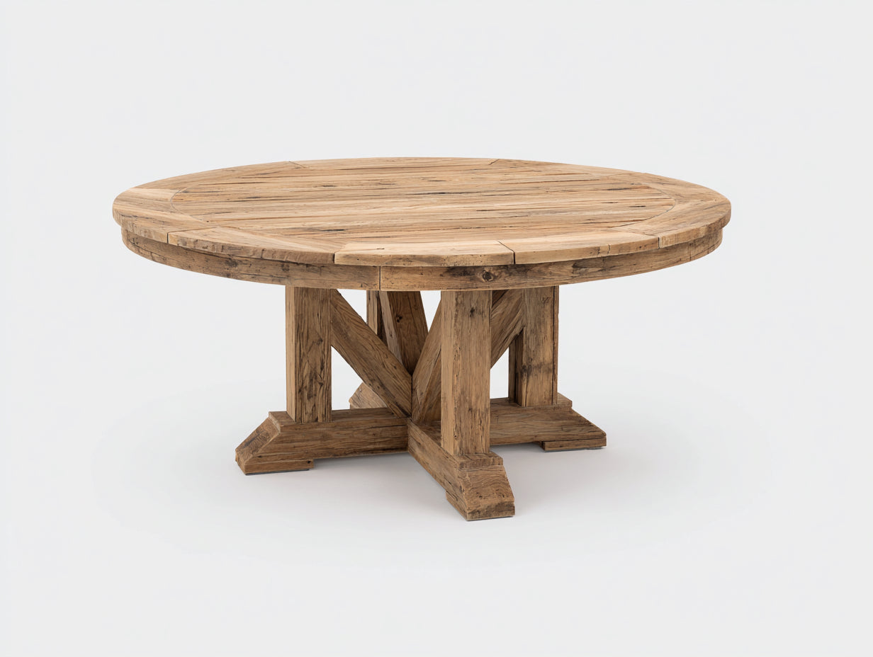 Table de jardin- bois- 150x150x76 cm- bois vieilli- rustique authentique