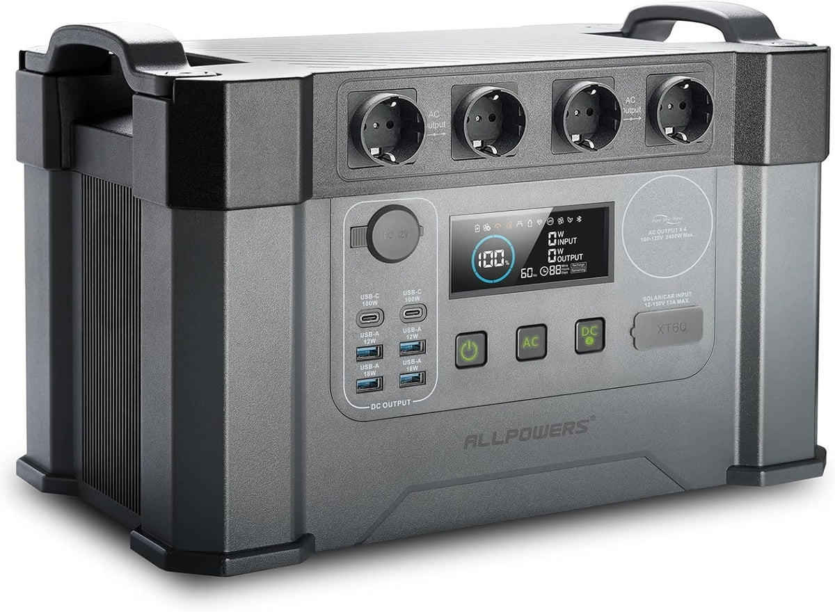 ALLPOWERS S2000 Pro Station électrique portable 1451Wh 2400W - Générateur solaire avec 4 prises CA fonction UPS - Batterie pour camping panne de courant et camping-car