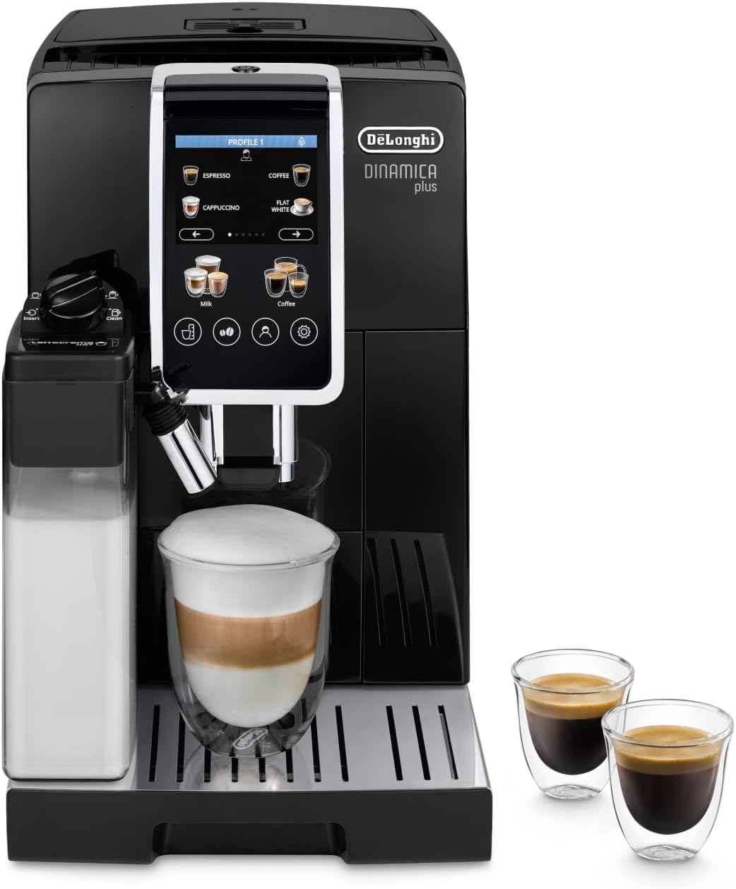 De'Longhi Dinamica Plus ECAM382.70.B Machine à café automatique grains - Technologie LatteCrema et 18 recettes - Écran TFT 3,5 pouces 1450 W