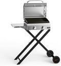 Onlyfire Barbecue à gaz 2 brûleurs inox - Plancha extérieure avec plaque céramique antiadhésive - Chariot avec table d'appoint 4,7 kW pour terrasse balcon camping