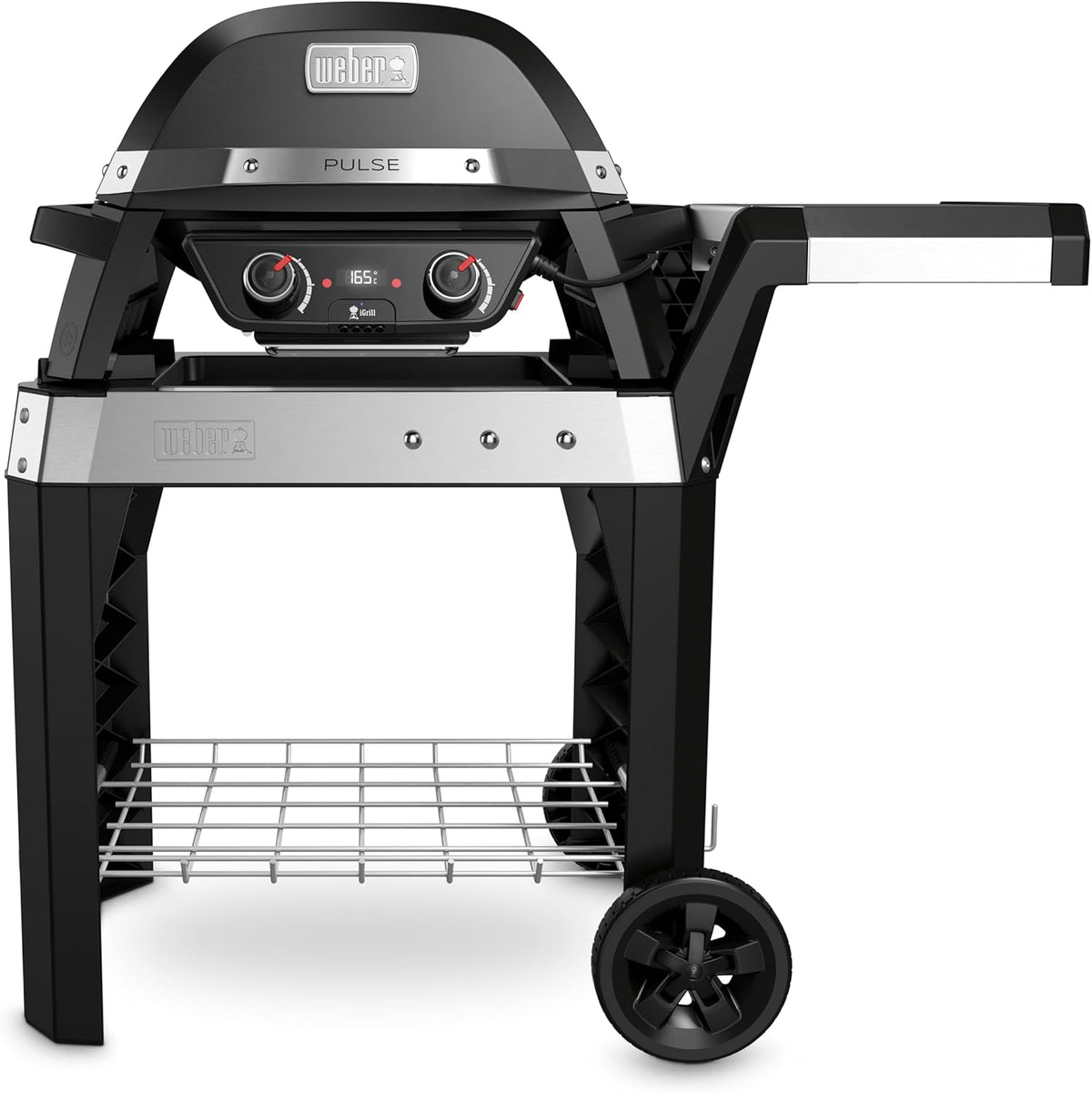 Weber Pulse 2000 - Barbecue électrique avec chariot surface 49 x 39 cm - Noir 112 x 65 x 107 cm - Régulation numérique et technologie iGrill