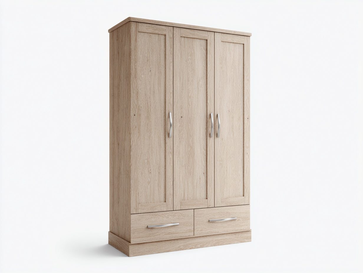 Armoire - mélaminé-métal - 132x56x192 cm - chêne sable - classique