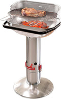 Barbecook Loewy 55 Barbecue à charbon inox - Grille extérieure diamètre 56 cm avec entrée d'air réglable - Barbecue sur pied gris argenté