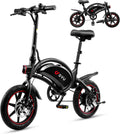 DYU D3F - Vélo électrique pliable adulte 14 pouces - Noir 3 vitesses modèle 10 Ah - Pédalage assisté hauteur réglable et format compact portable