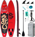 FEATH R LITE Paddle gonflable - Stand Up Paddle PVC rouge 335 x 82 cm - Charge maximale 330 livres pour adulte - Pompe pagaie corde et sac à dos