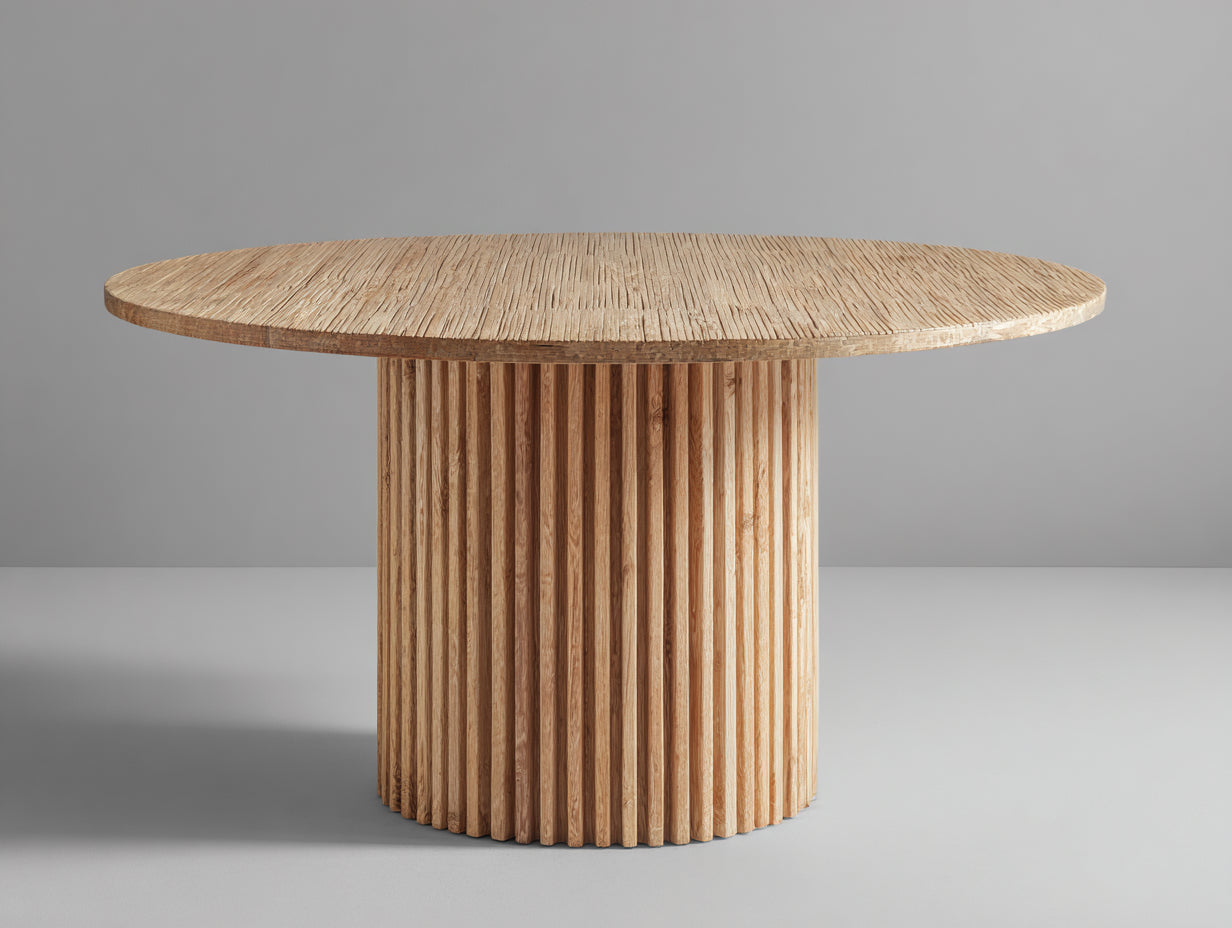 Table de jardin- bois- 170x170x76 cm- bois naturel- minimaliste texturé