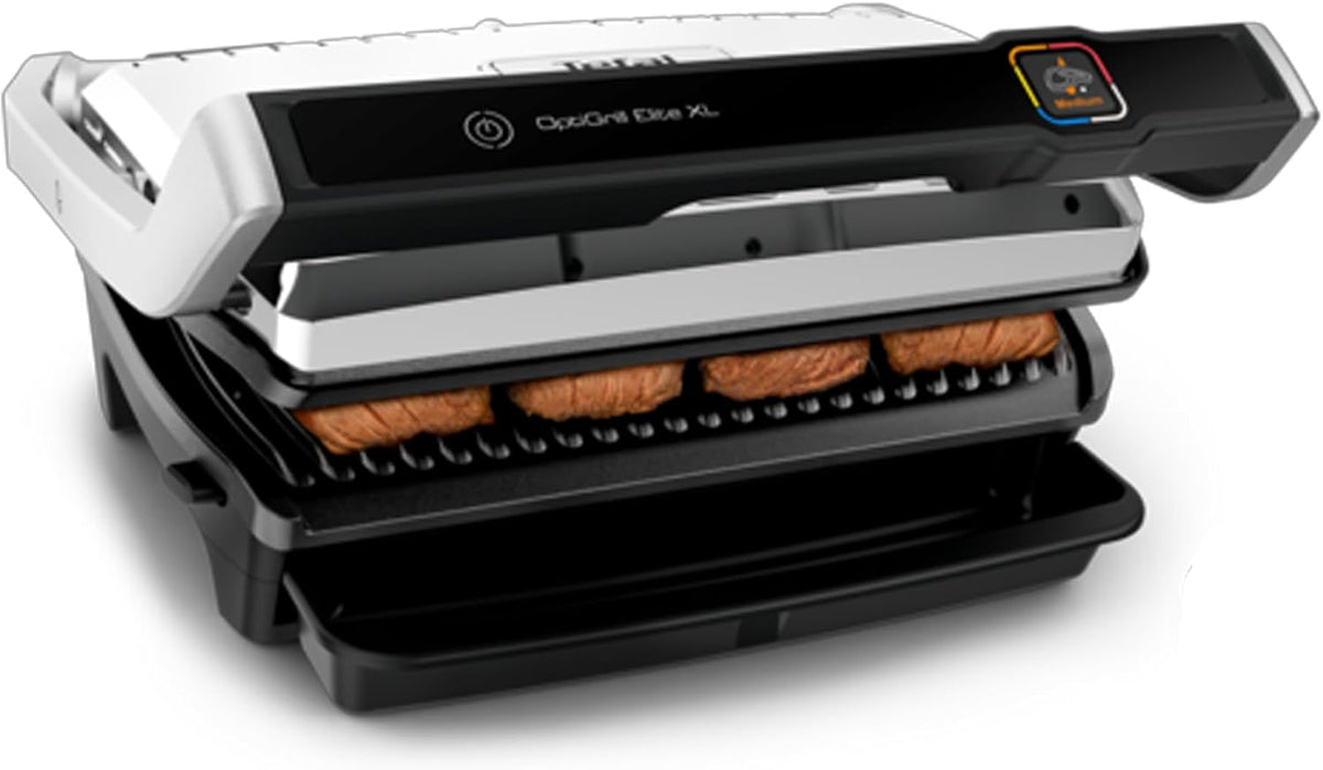 Tefal OptiGrill Elite XL GC760D12 - Grill électrique intelligent pour 8 personnes - 16 programmes et mode manuel gris 44,4 x 34,3 x 18 cm - Fonction marquage