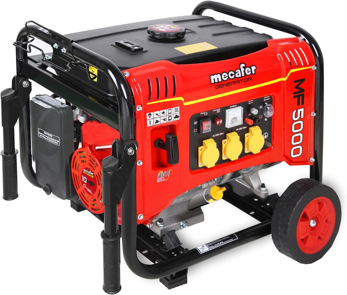 Mecafer MF5000 - Groupe électrogène essence 4300 W - Sortie 4000 W tension 230 V poids 58 kg - Générateur pour usage domestique et industriel