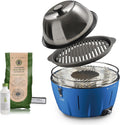 InstaGrill PRO Barbecue à charbon portable - Grille en fonte avec couvercle - Barbecue bleu océan pour balcon camping jardin bateau et camping-car