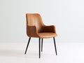 Chaise de salle à manger avec accoudoirs - Simili cuir-Métal - 60x62x84 cm - Marron clair-Noir - Style industriel