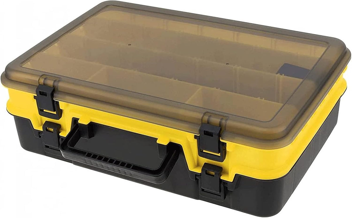 LIOONS Boîte à outils plastique transparente - Mallette de rangement double face avec poignée - Grande trousse à outils