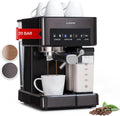 KLARSTEIN - Machine expresso 20 bar avec mousseur à lait - Noir acier inoxydable 1350 W réservoir 1,8 L - Programmable avec filtre pour espresso et cappuccino