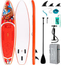 FunWater Paddle gonflable - Stand Up Paddle PVC rouge 335 x 82 x 15 cm - Charge maximale 120 kg pour débutant - Pagaie pompe leash sac et étui étanche