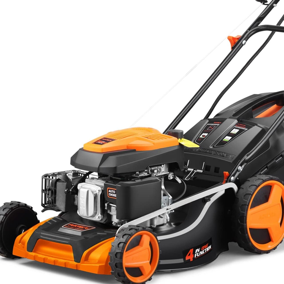 FUXTEC FX-RM5196eS Tondeuse thermique autotractée essence 4 en 1 - Démarrage électrique coupe 51cm - Bac 60L et fonction mulching