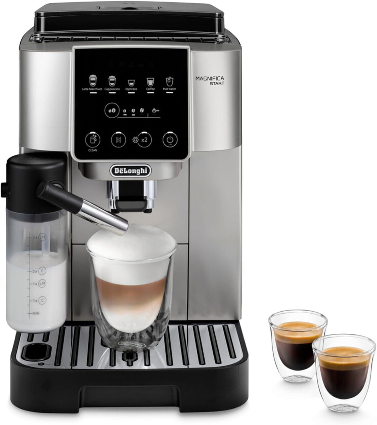 De Longhi Magnifica Start ECAM220.80.SB - Machine expresso semi automatique noire - Réservoir 1,8 L métal 49 x 40 x 29 cm - Moulin à café intégré pour préparation à partir de grains
