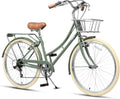 AVASTA Vela - Vélo hybride urbain femme 26 pouces vert - 6 vitesses sans suspension - Freins à tirage linéaire pour déplacements en ville