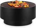 blumfeldt Pompeji - Braséro barbecue rond en acier allié - Noir diamètre 60 cm hauteur 40 cm - Grille chromée 56 cm et plateau en bambou