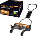 Fiskars StaySharp Max Tondeuse à gazon manuelle à cylindre - Coupe sans frottement 46cm - Tondeuse écologique noire orange argent