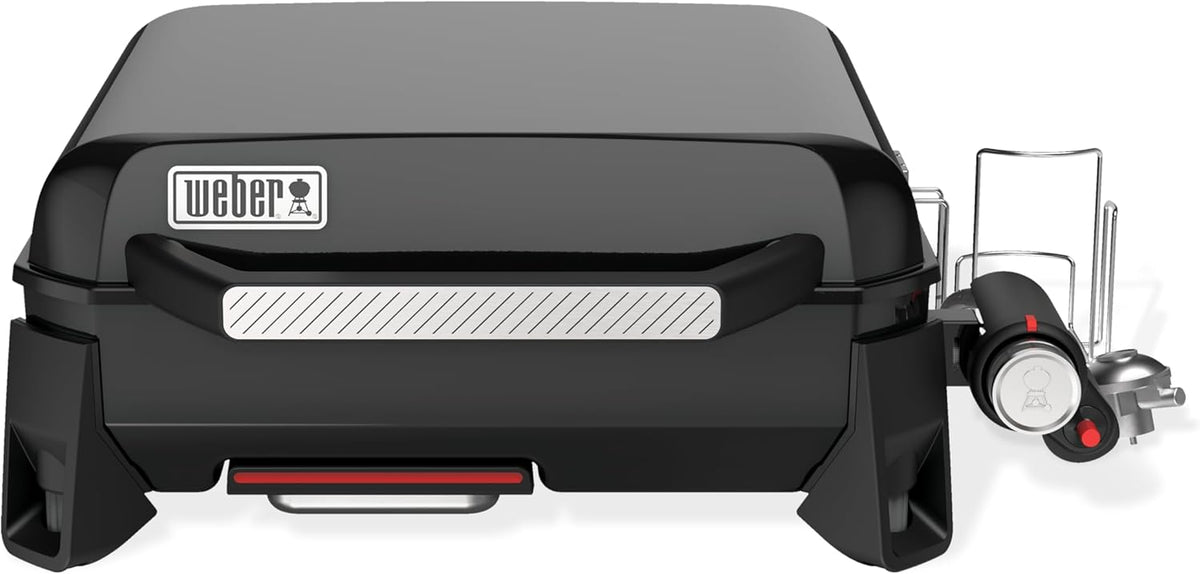 Weber Slate GP Premium Plancha à gaz - Plaque fonte acier émaillé 4,5 mm 3500 W - Surface cuisson antiadhésive 43 x 41 cm avec pieds réglables noir