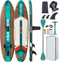 ZLX Paddle gonflable 2 places - Stand Up Paddle plastique vert foncé 320 x 83 cm - Charge maximale 200 kg - Siège pour utilisation paddle kayak et bateau