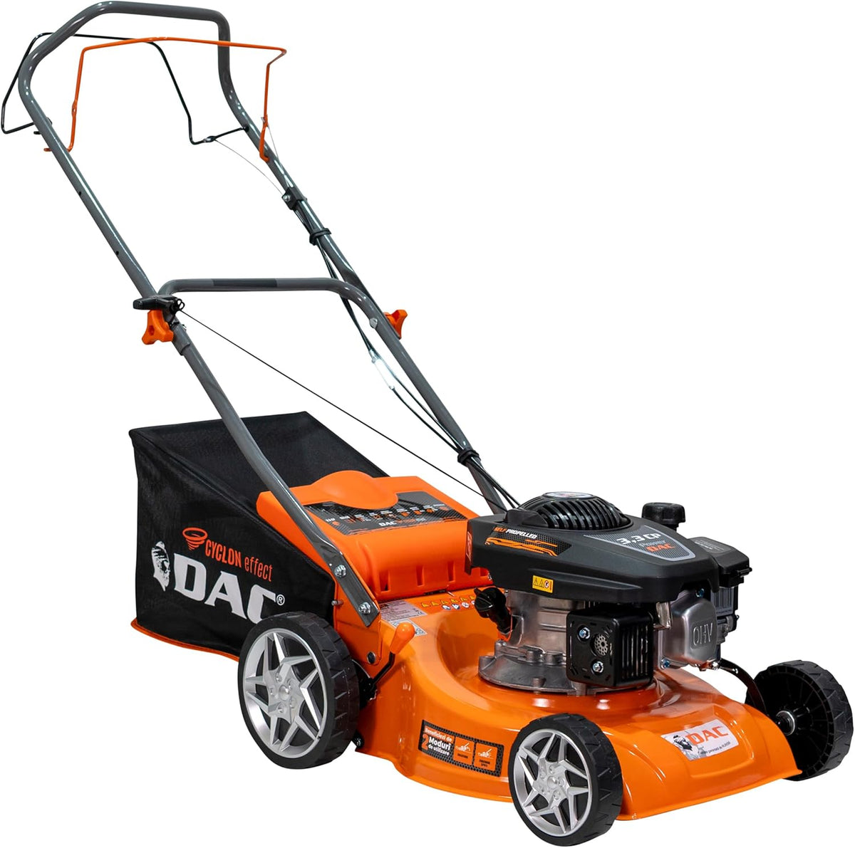 RURIS DAC 110XLS Tondeuse thermique autotractée essence 3,3CV - Coupe 400mm avec bac 45L - Hauteur réglable 25 à 65mm
