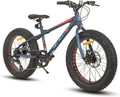 Hiland VTT enfant 20 pouces - Vélo montagne garçon et fille 7 vitesses avec freins disque double - Cadre acier haute teneur carbone bleu