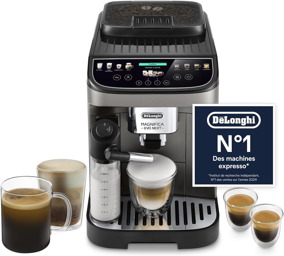 De'Longhi Magnifica Evo Next ECAM312.80.TB Machine à café automatique - LatteCrema mousseur à lait - 13 boissons écran tactile couleur