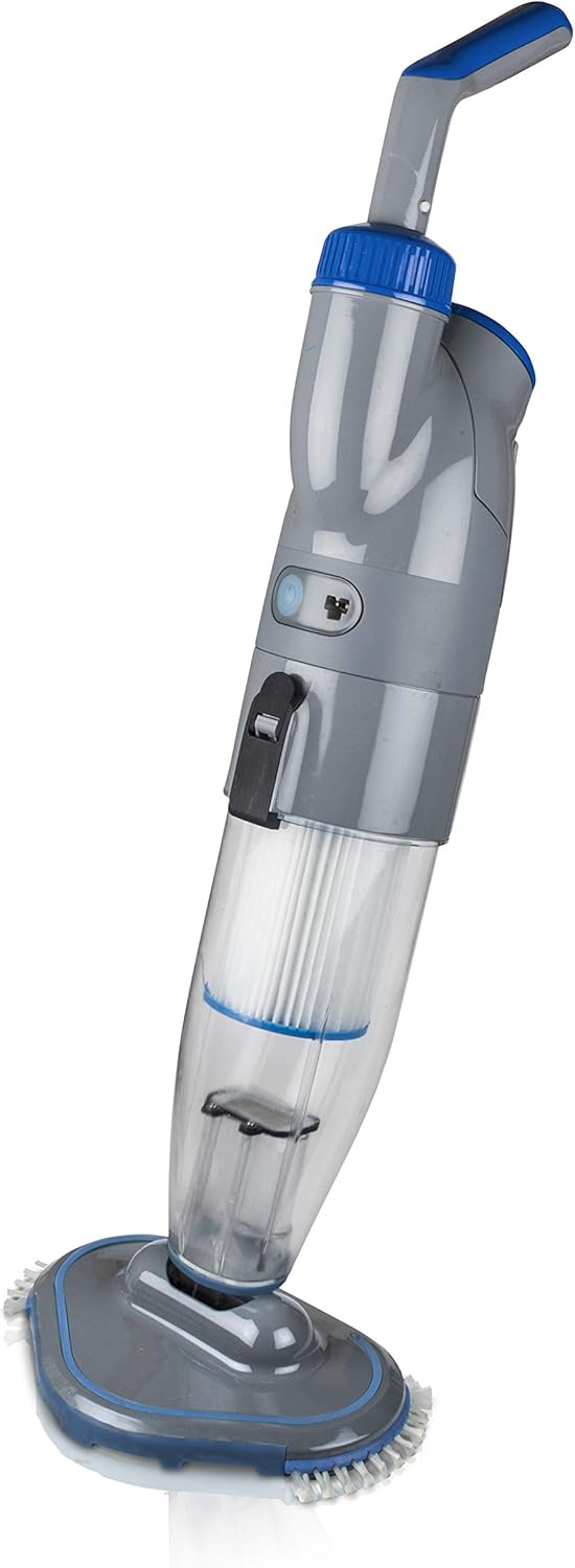 Gre VCB50P Aspirateur piscine électrique Action Vac - Nettoyeur sans fil rechargeable multi vitesse - Tête pivotante triangulaire autonomie 90 min gris bleu