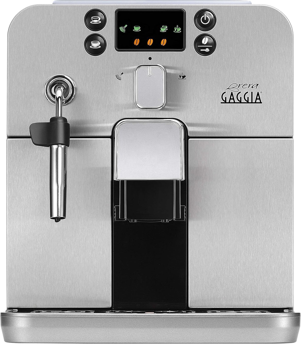 GAGGIA Brera RI9305/01 Machine à café automatique espresso - Moulin intégré et mousseur à lait - Cafetière aluminium argent