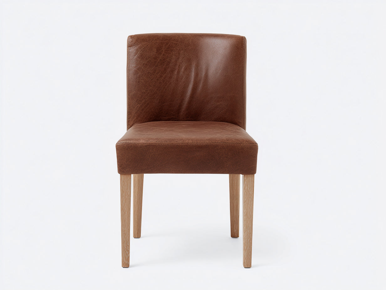Chaise de salle à manger - Simili cuir-Bois - 50x58x87 cm - Marron-Bois clair - Style vintage