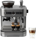 Philips Barista Brew PSA3218 01 - Machine expresso semi automatique argentée - Réservoir 450 ml bac à grains 250 g - Mousseur à lait réservoir amovible et tamper calibré