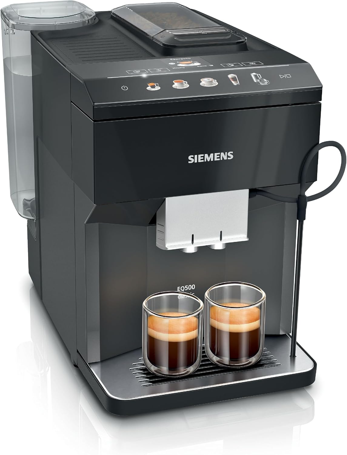 Siemens EQ500 Classic TP511E19 - Machine expresso automatique 1500 W noir laqué - Réservoir 1,9 L avec réservoir à lait - Contrôle application double tasse et nettoyage vapeur