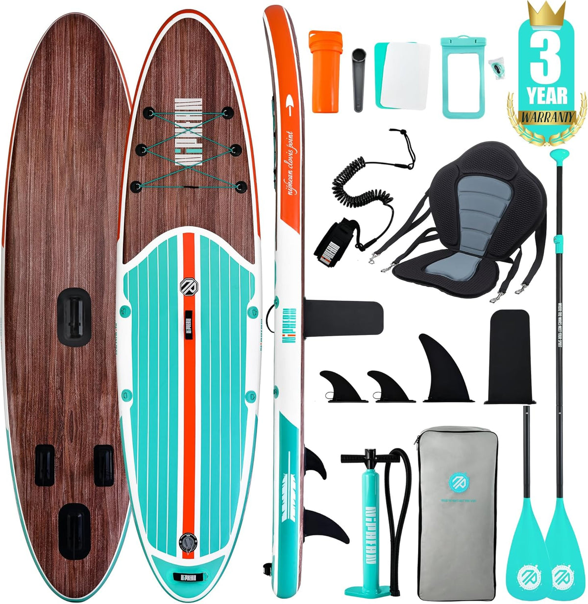 Niphean Paddle gonflable adulte - Stand Up Paddle PVC 320 x 83 x 15 cm - Capacité 200 kg pour 2 personnes - Siège et accessoires inclus