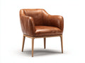 Chaise de salle à manger avec accoudoirs - Simili cuir-Bois - 70x73x81 cm - Marron-Bois noyer - Style lounge