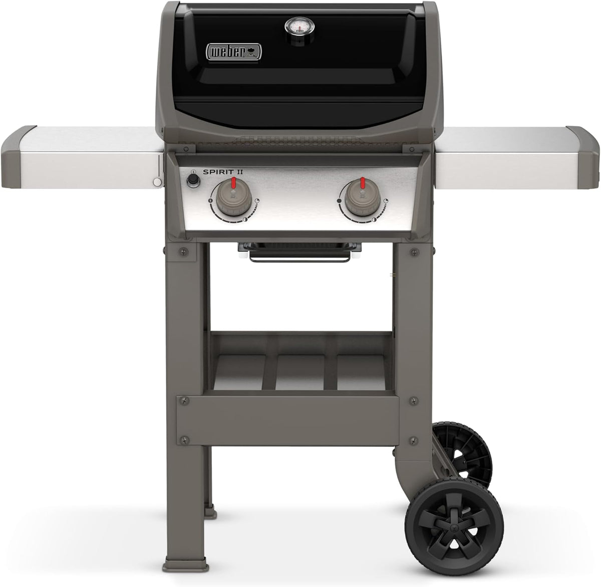 Weber Spirit II E-210 Barbecue à gaz 2 brûleurs - Grilles Gourmet BBQ System et cuisson GS4 - Barbecue sur chariot noir avec tablettes latérales