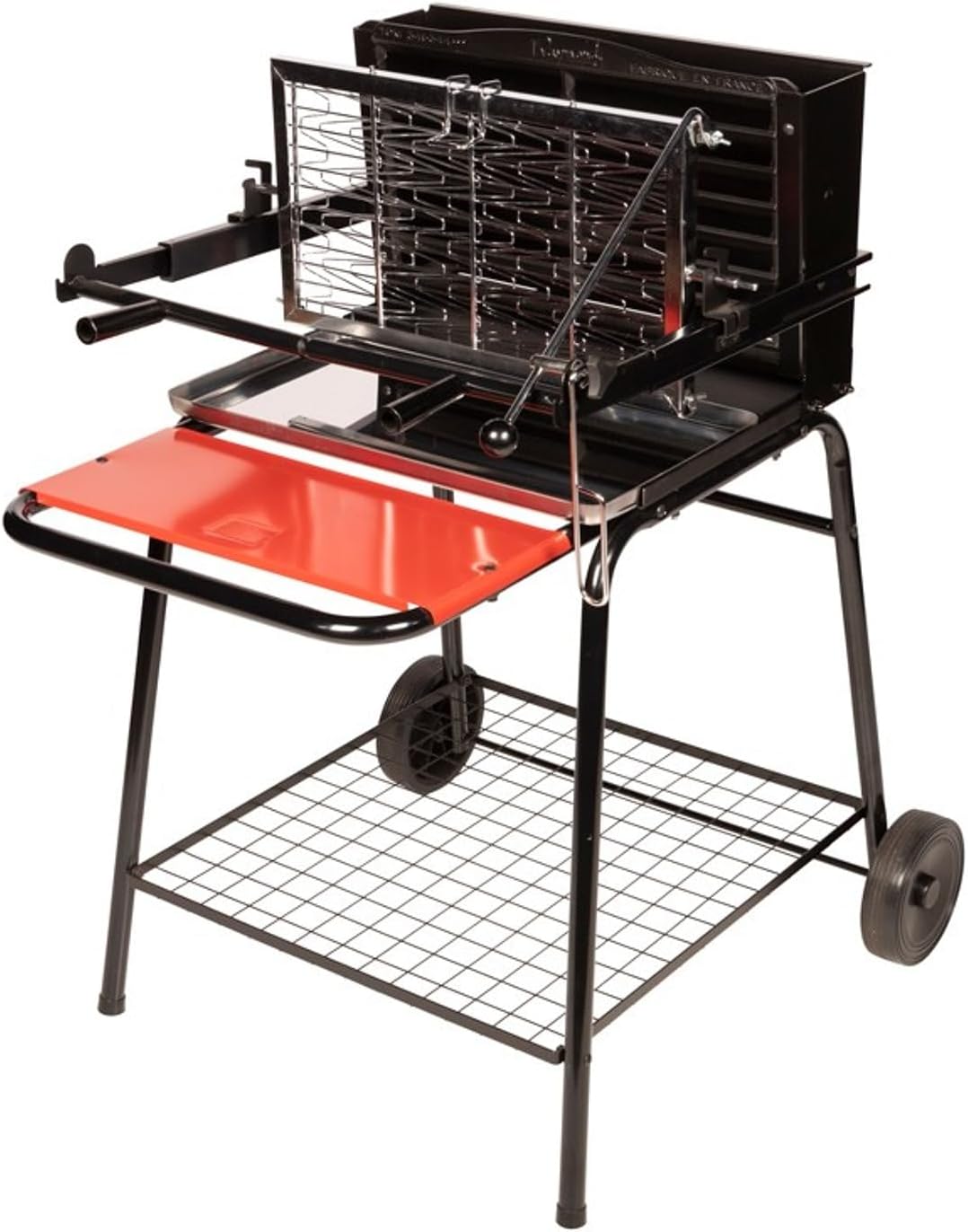 Somagic JBQ1305006 - Barbecue vertical au charbon de bois - Gris 53 x 28 x 100 cm - Double grille avec système breveté de retournement
