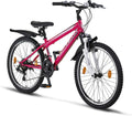 Chillaxx Bike Escape Premium VTT 24 pouces - Vélo montagne 21 vitesses avec suspension totale - Vélo garçon fille homme femme rose blanc frein V