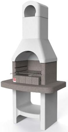 VERONA - Barbecue en maçonnerie au charbon de bois - Gris 60 x 88 x 180 cm pour jardin - Grille de cuisson 45 cm et structure extérieure