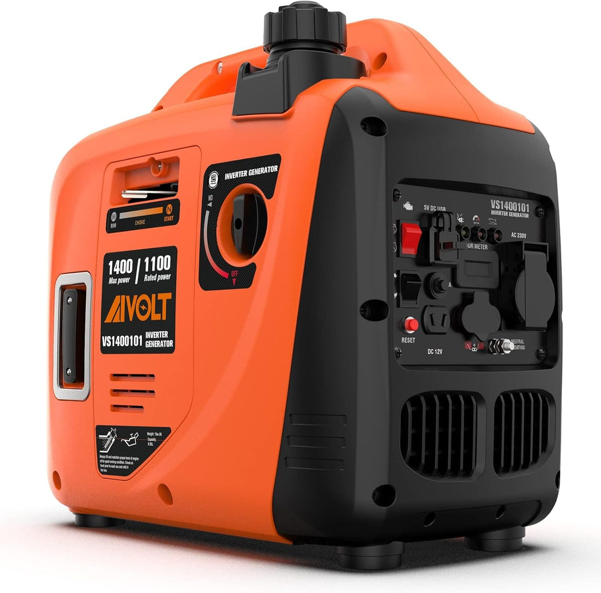 AIVOLT Générateur inverter essence portable 1400W - Groupe électrogène silencieux 230V avec prises AC DC USB - Réservoir 2,5L camping extérieur